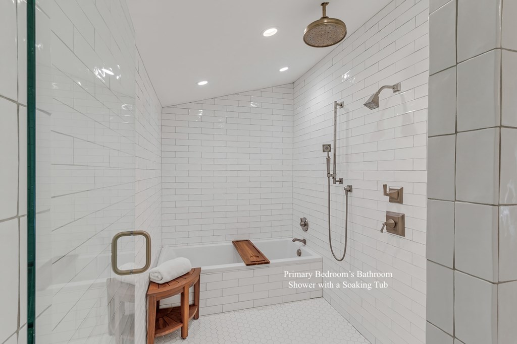 HUGE Walk-In Shower with a built-in bathtub 
